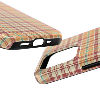 Retro Chic Plaid iPhone Case in Red, Orange, Green & Cream – Classic Vintage Style