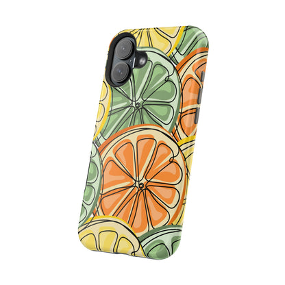 Citrus Zest Tough MagSafe iPhone Case – Bold Lime, Lemon, and Orange Design, Shockproof Protection