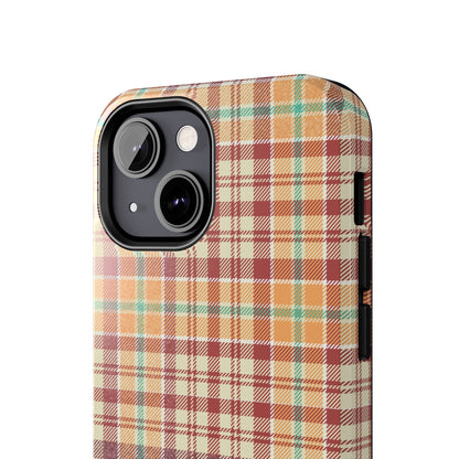 Retro Chic Plaid iPhone Case in Red, Orange, Green & Cream – Classic Vintage Style