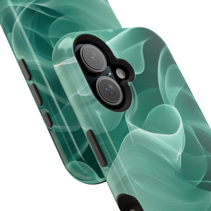 Emerald Flow MagSafe iPhone Case – Translucent Green Fabric-Inspired Design