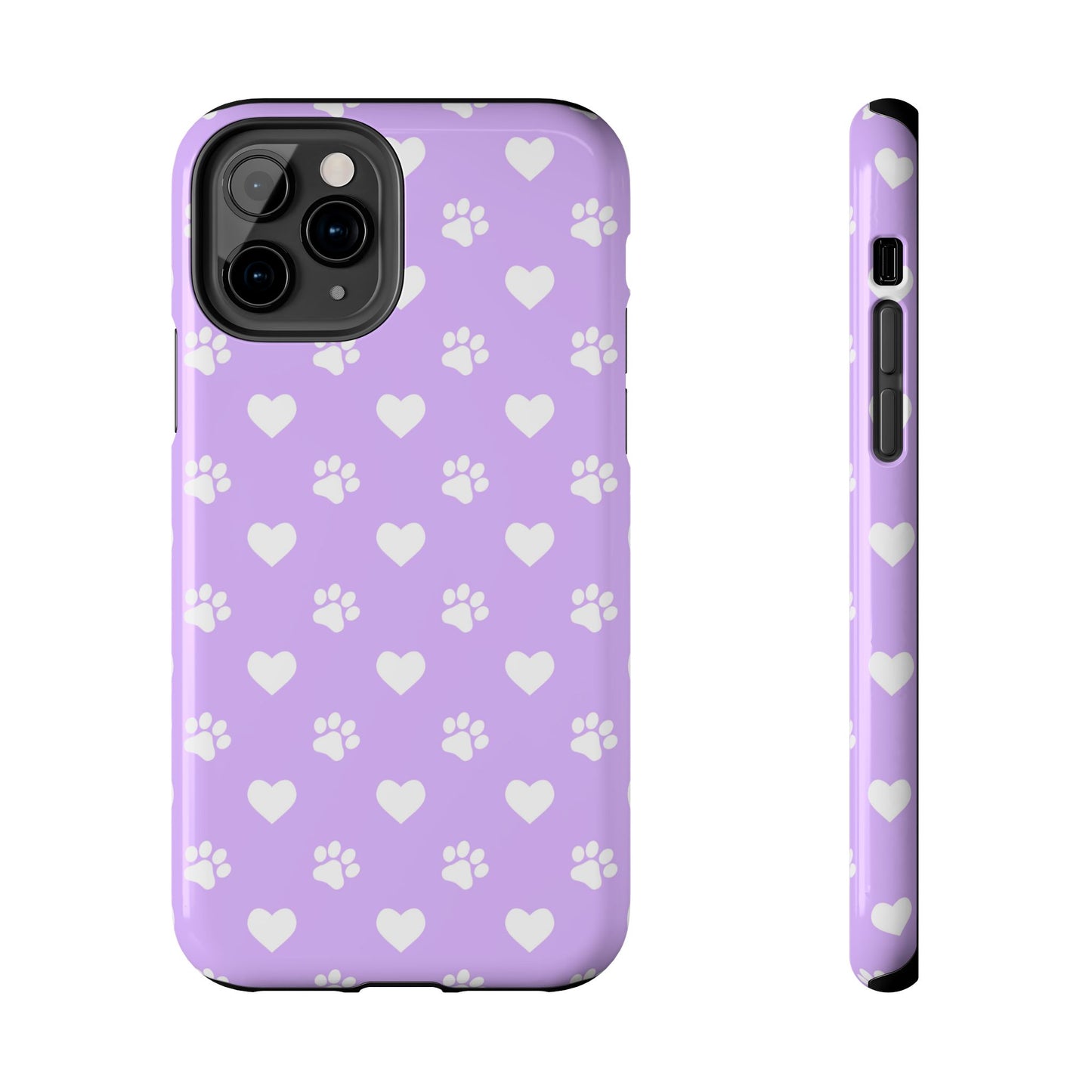 Lilac Paw Prints & Hearts – iPhone Case