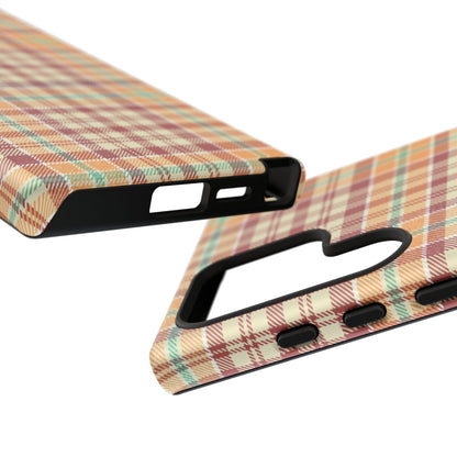 Retro Chic Plaid Samsung Galaxy Case in Red, Orange, Green & Cream – Timeless Vintage Design