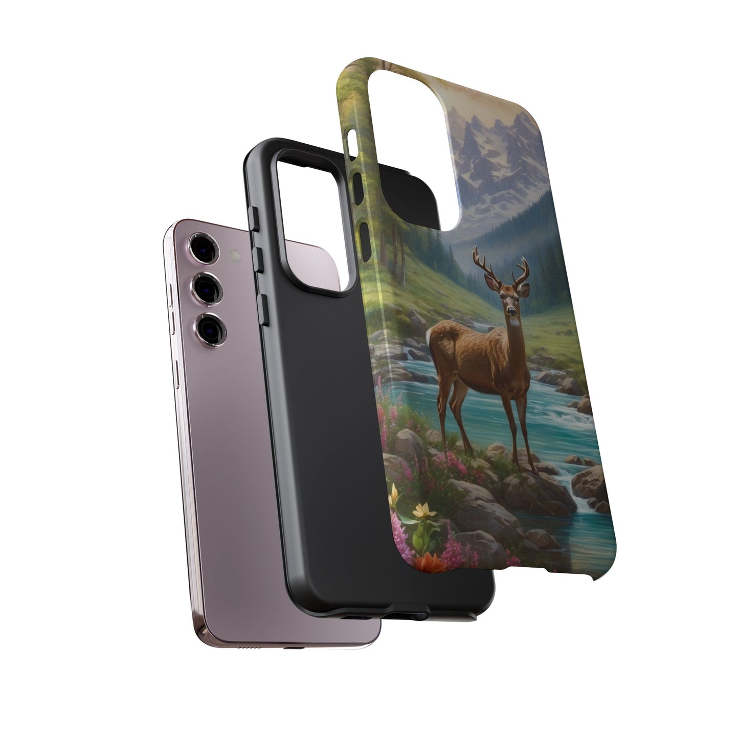 Alpine Serenity – Stag in Mountain Bliss Samsung Galaxy Phone Case