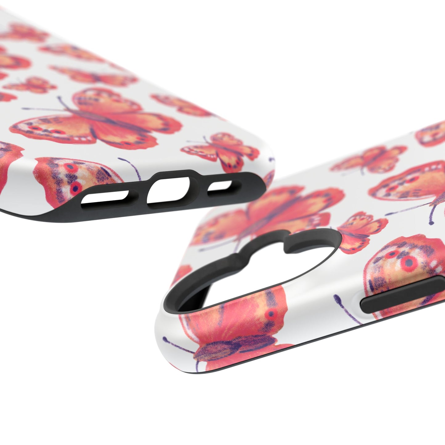 Coral Butterfly MagSafe iPhone Case – Slim, Protective Design with Bold Watercolor Print