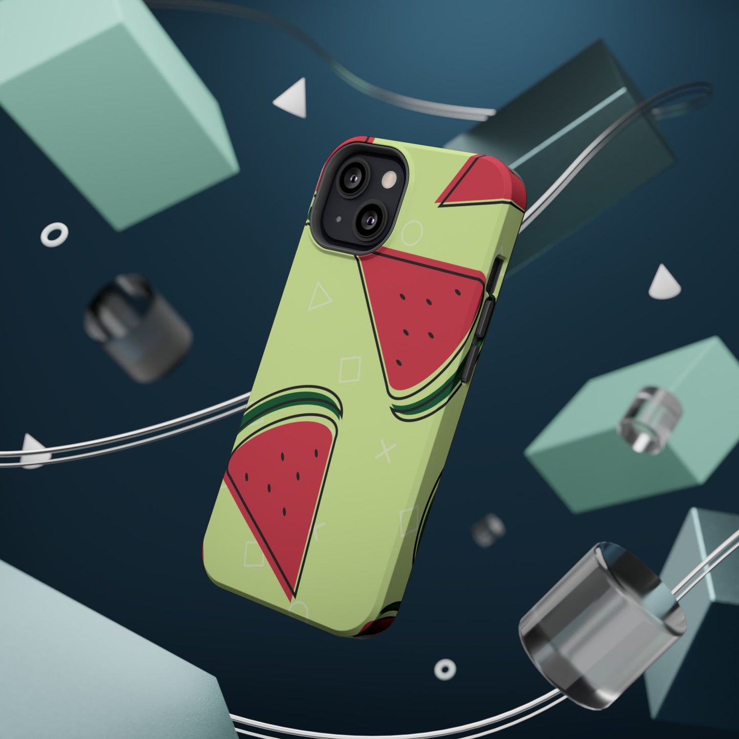 Watermelon Slice MagSafe iPhone Case – Fresh & Fun Design with Retro Geometric Pattern