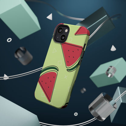 Watermelon Slice MagSafe iPhone Case – Fresh & Fun Design with Retro Geometric Pattern