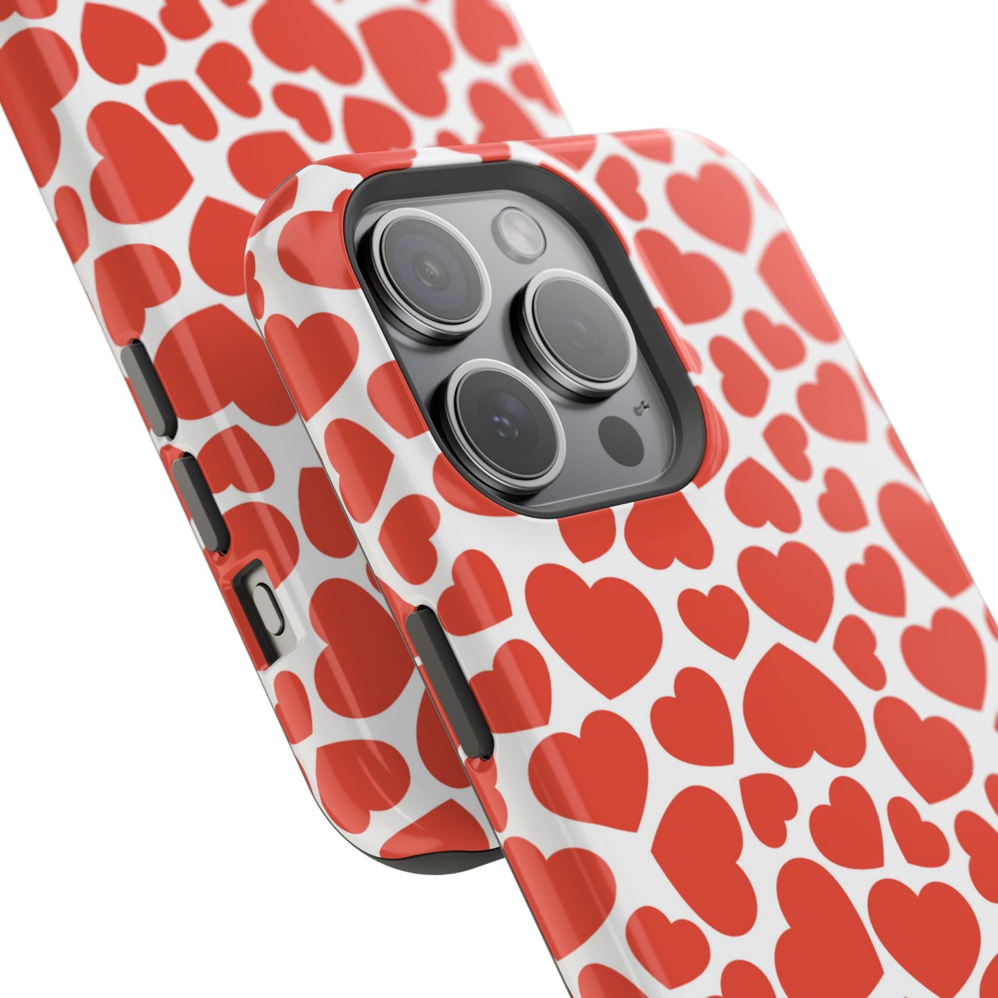 Playful White Hearts on Red MagSafe Case