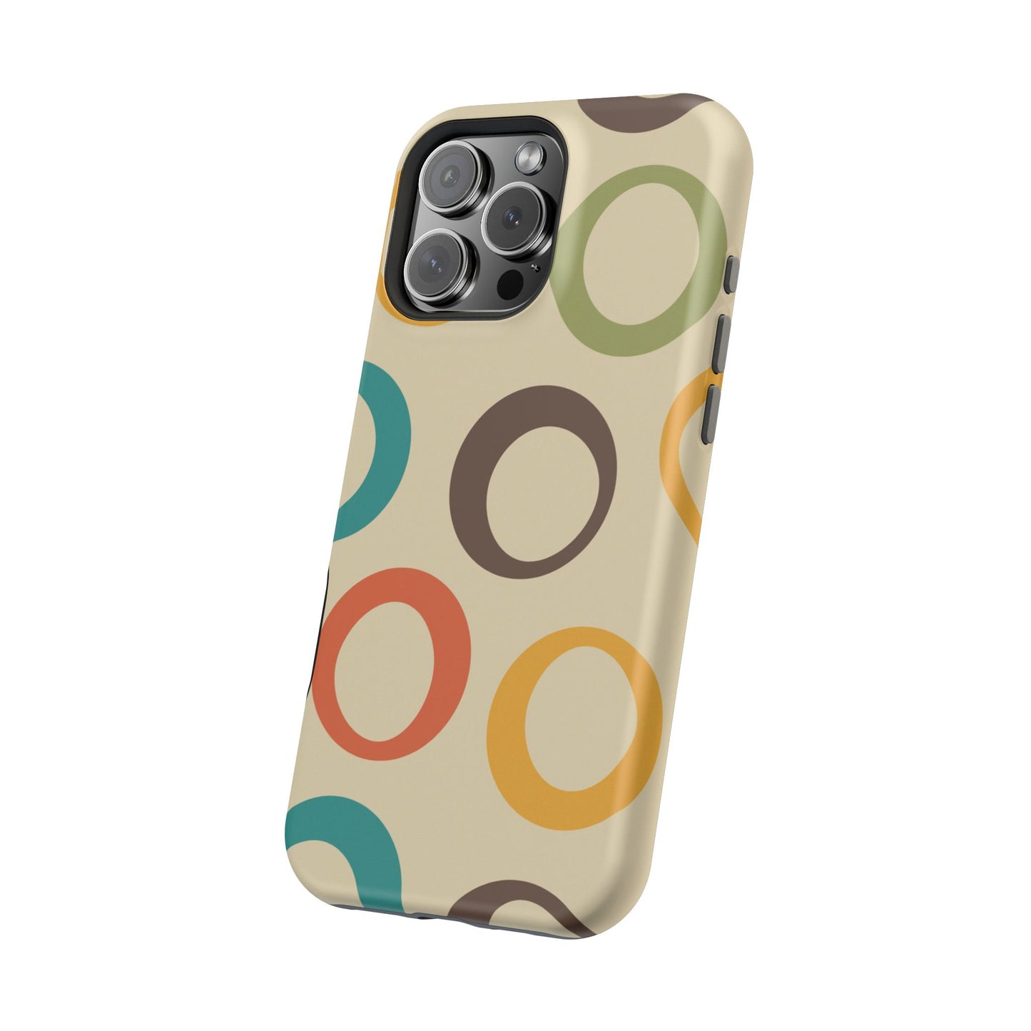 Retro Colorful Rings MagSafe iPhone Case – Shockproof, Matte Finish, Dual-Layer Protection