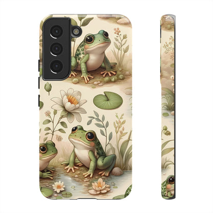 Cute Frogs Phone Case - Pond Pals Frolic - Charming Frog Lily Pad Phone Case for iPhone, Google & Samsung! Great Gift For Any Frog Lover!