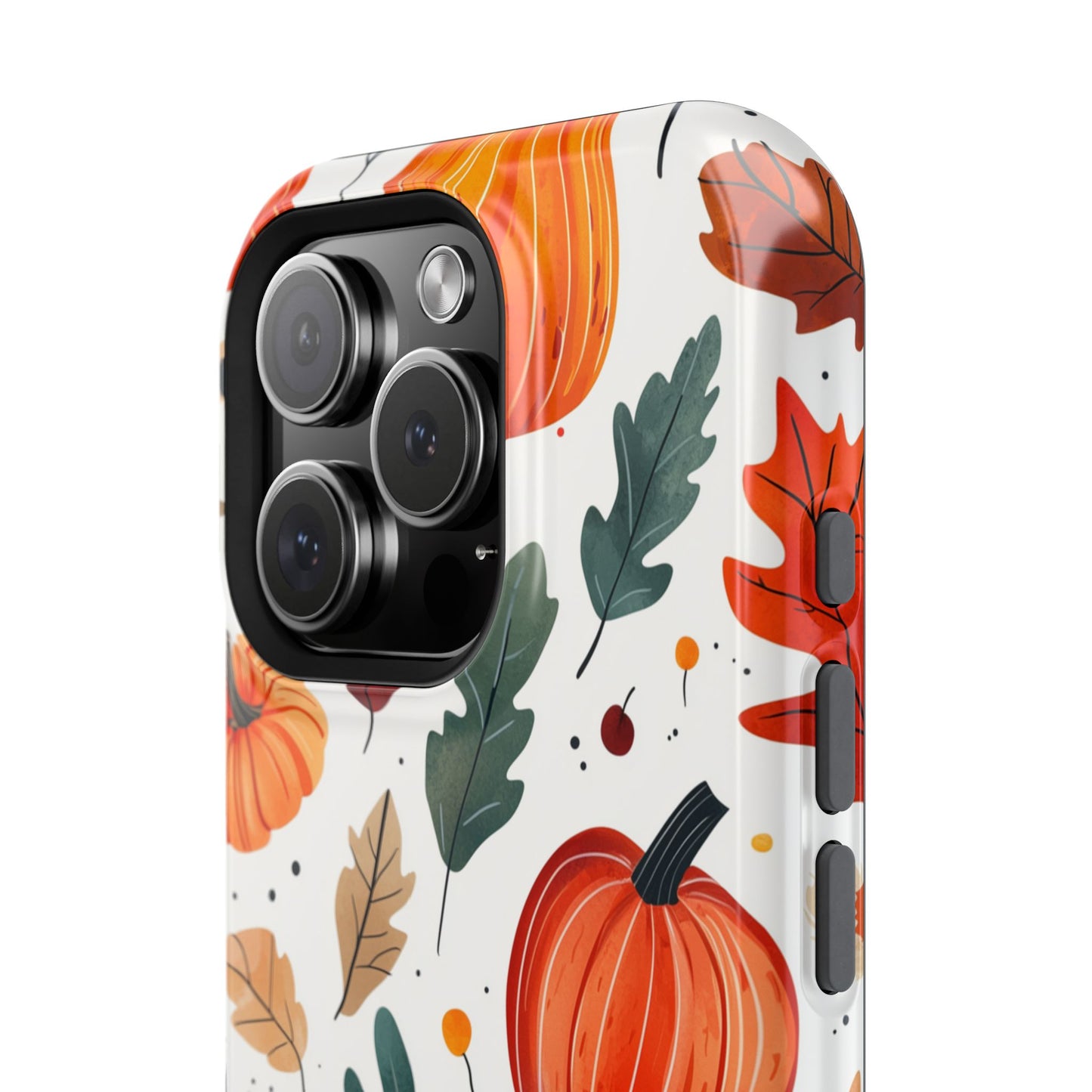 Autumn Harvest MagSafe iPhone Case - Pumpkin and Fall Leaf Design