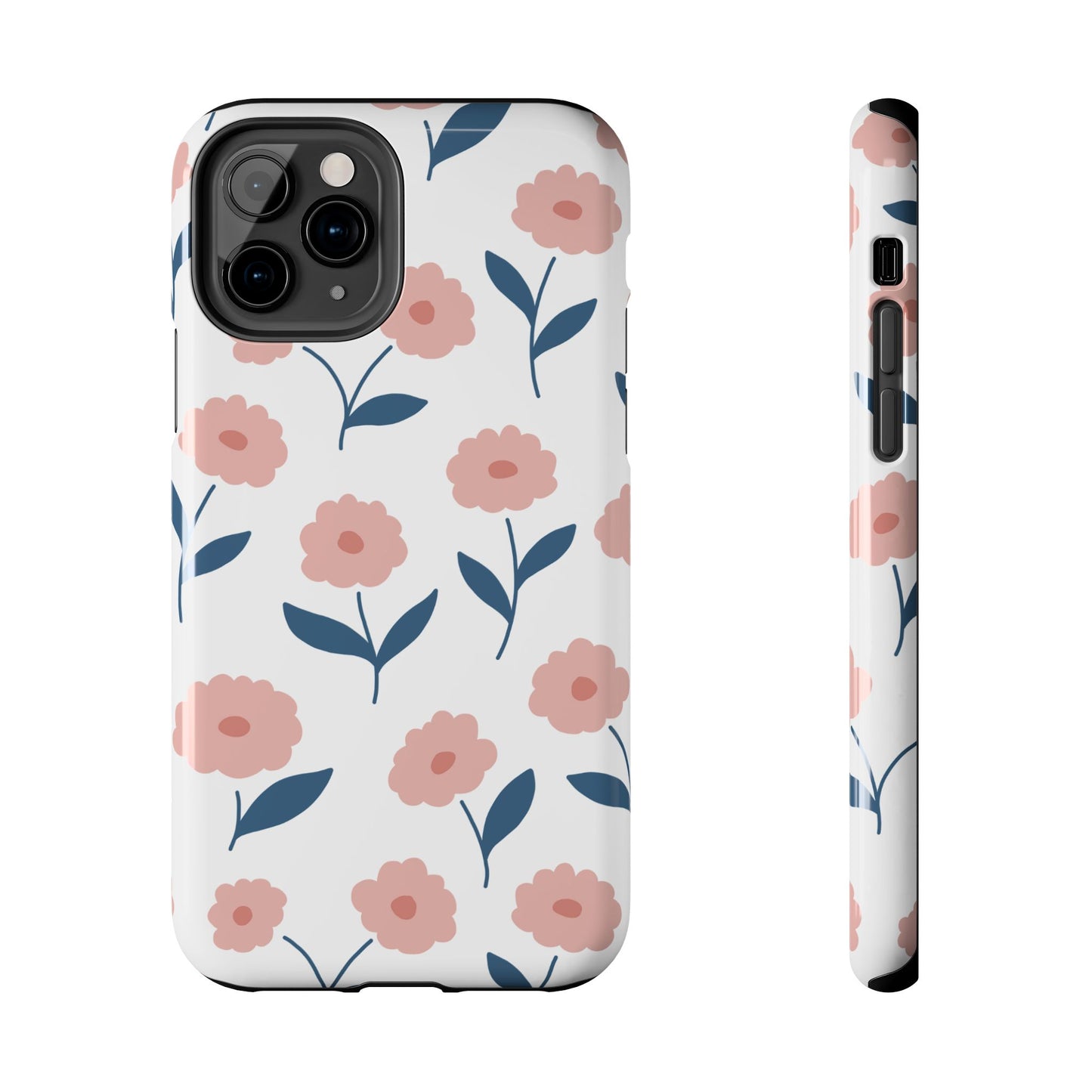 Playful Pink Floral Tough iPhone Case – Soft Pastel Design, Slim & Shockproof