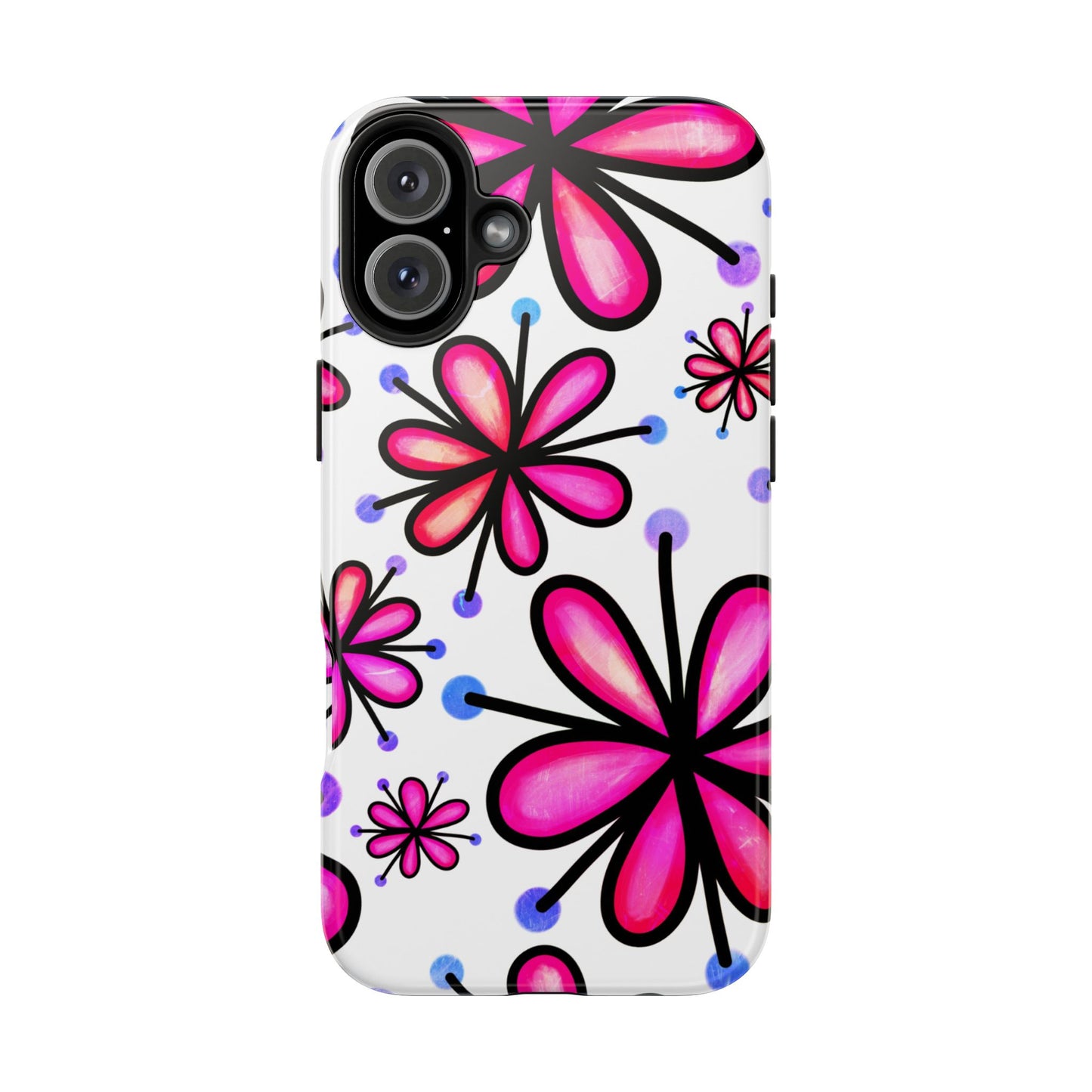 Pink Retro Bloom iPhone Case – Ultra-Slim Design, Glossy Finish