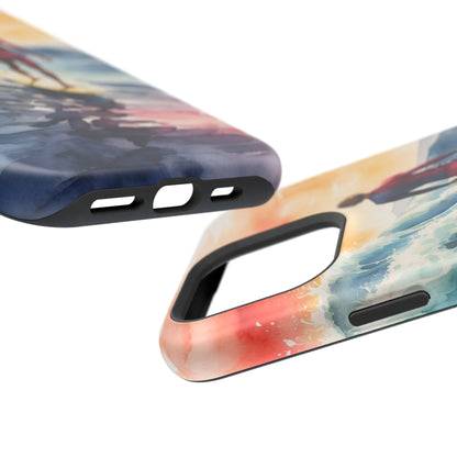 Surfer’s Sunset Wave MagSafe iPhone Case – Vibrant Watercolor Design