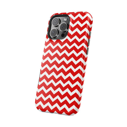 Bold Red & White Chevron – Modern Geometric MagSafe iPhone Case