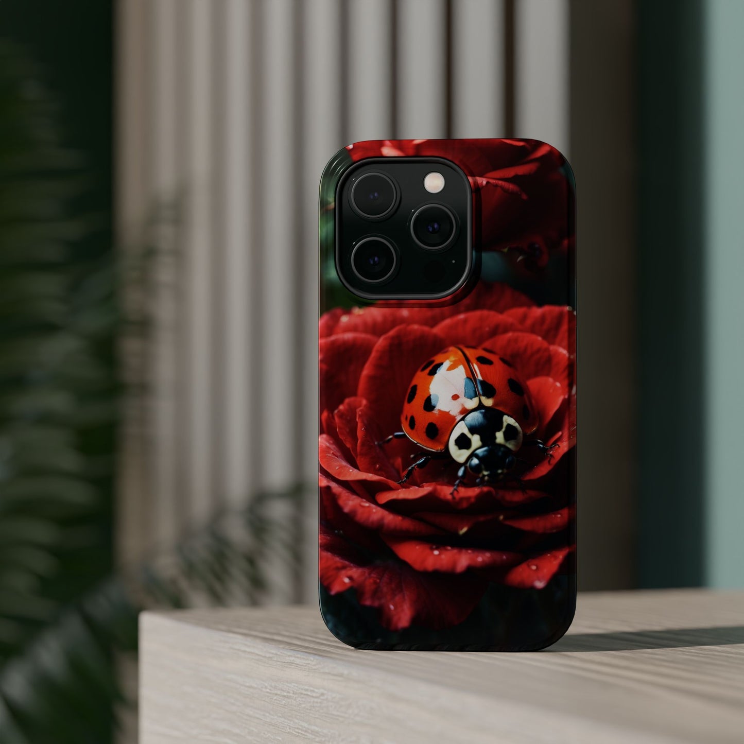 Elegant Rose & Ladybug Charm - MagSafe iPhone Case