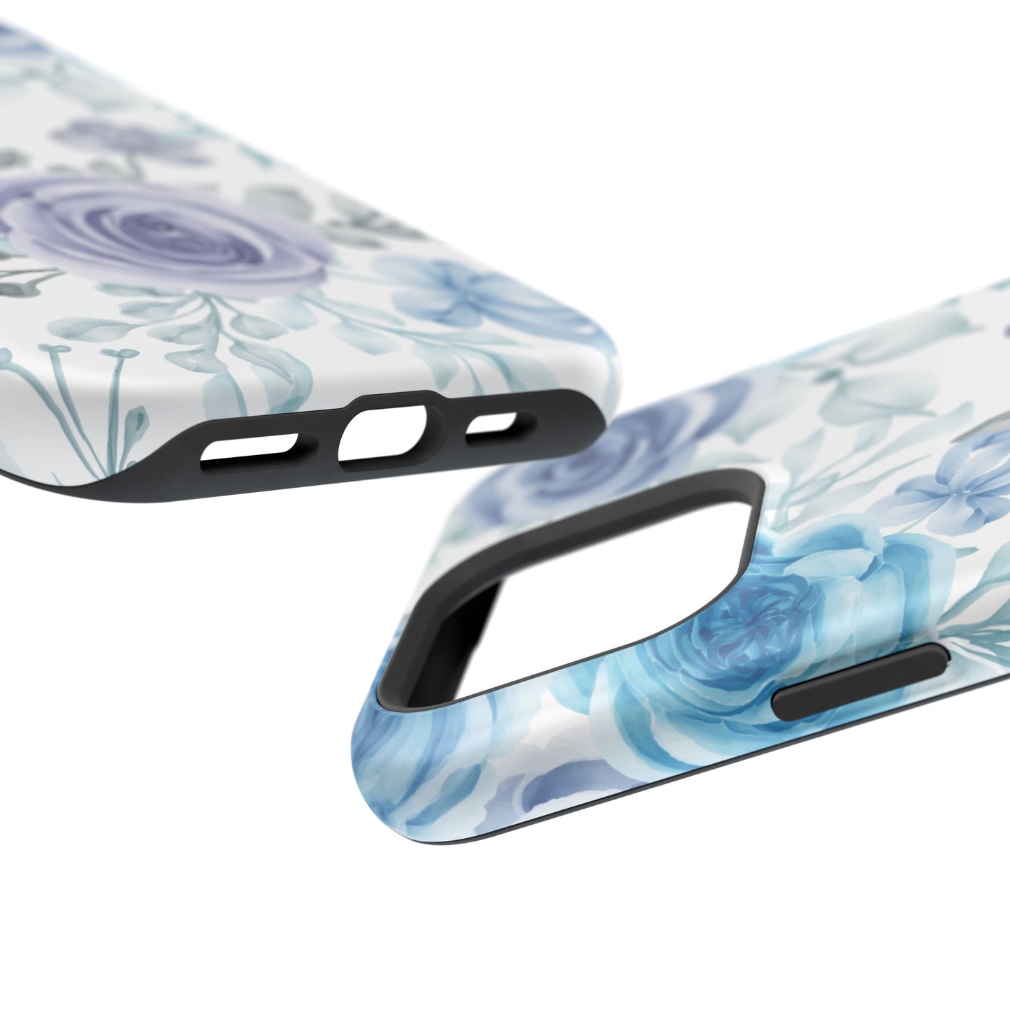 Elegant Blue & Violet Roses MagSafe Case – Artistic Floral Protection with Magnetic Charging Compatibility