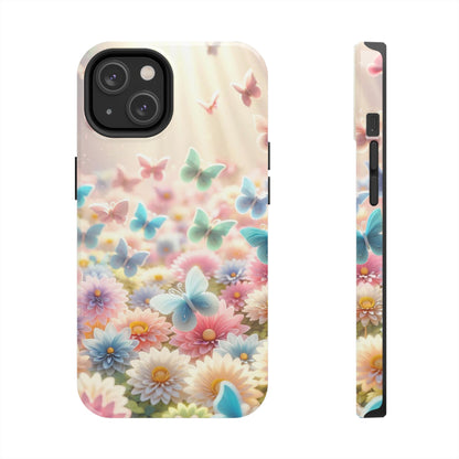 Butterfly Flower Garden - iPhone Case - Pastel Floral Protective Cover