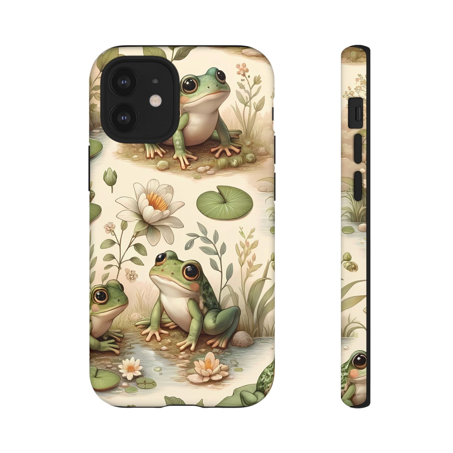 Cute Frogs Phone Case - Pond Pals Frolic - Charming Frog Lily Pad Phone Case for iPhone, Google & Samsung! Great Gift For Any Frog Lover!