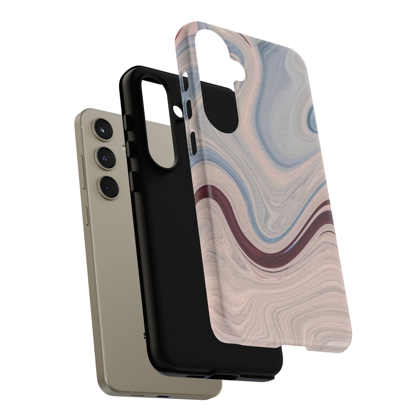 Marble Swirl Elegance – Samsung Galaxy Case in Blue & Blush Abstract Design