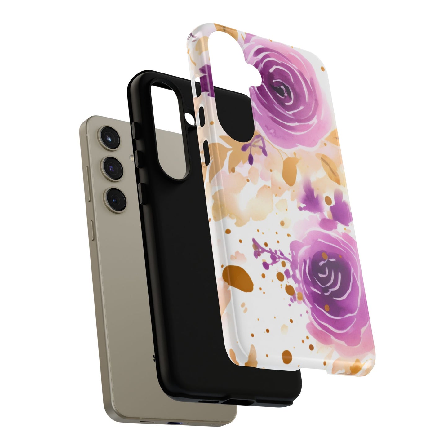 Soft Purple & Gold Floral Splash - Samsung Galaxy Series Case