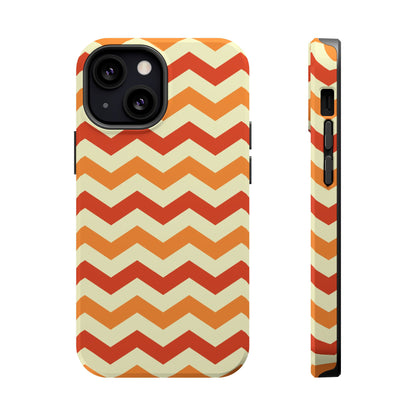 Warm Sunset Chevron – Orange, Red & Cream Geometric MagSafe iPhone Case