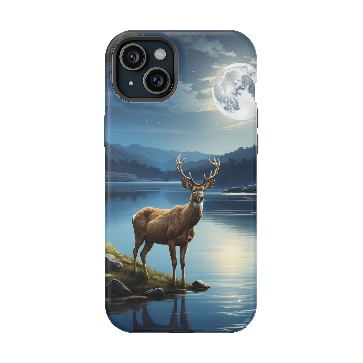 Moonlit Elegance: Stag by the Lake – MagSafe iPhone Case