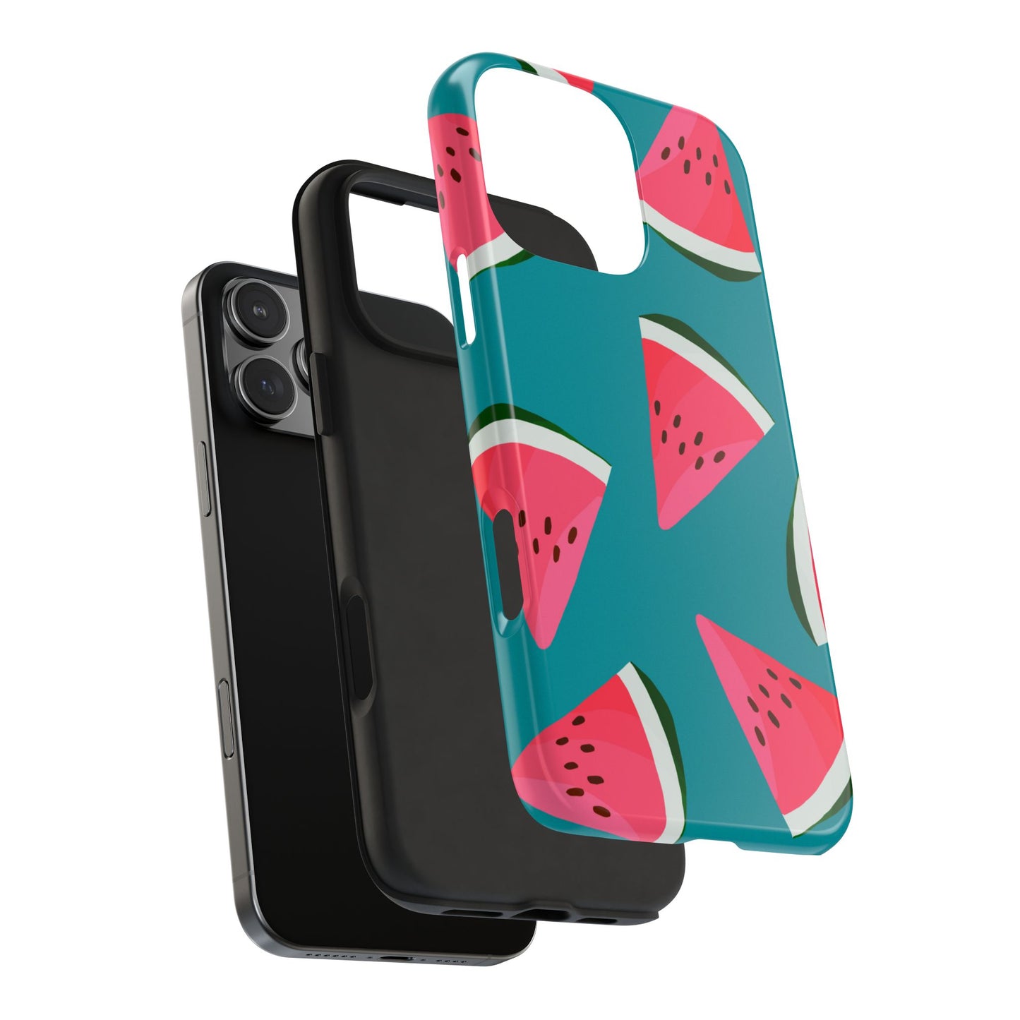 Watermelon Bliss iPhone Case – Vibrant Summer Fruit Design on Teal Background