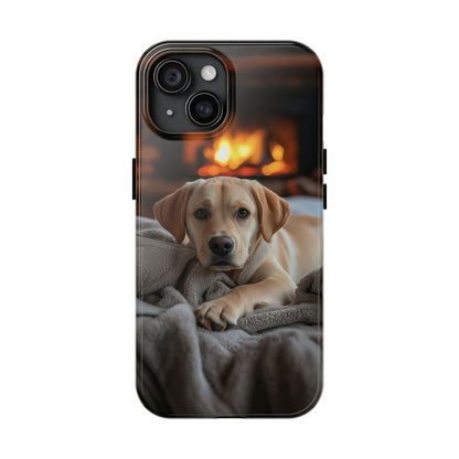 Cozy Golden Retriever by the Fireplace - iPhone Series Case