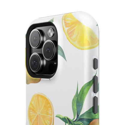 Lemon Grove Watercolor Tough MagSafe iPhone Case – Fresh Citrus Design, Dual-Layer Protection