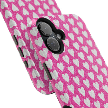 Pink Glitter Heart Pattern MagSafe Case