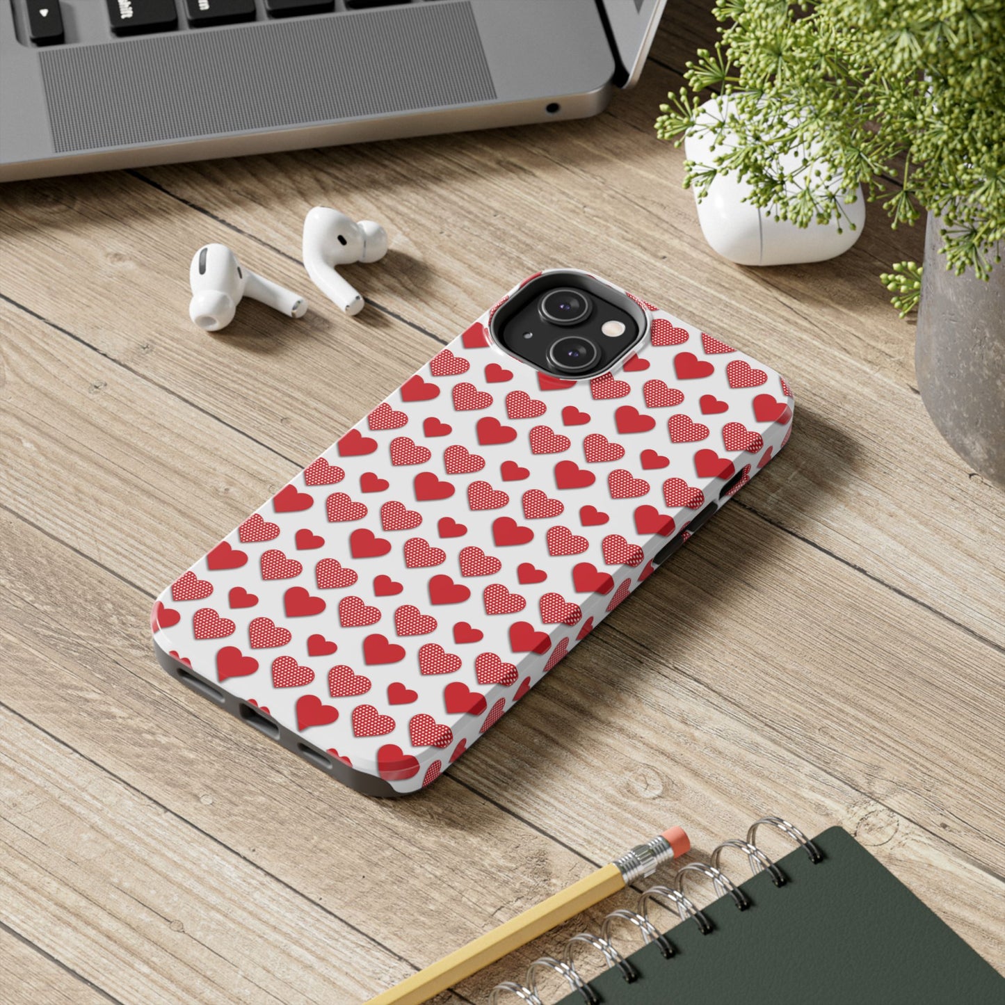 Red & Polka Dot Hearts iPhone Case