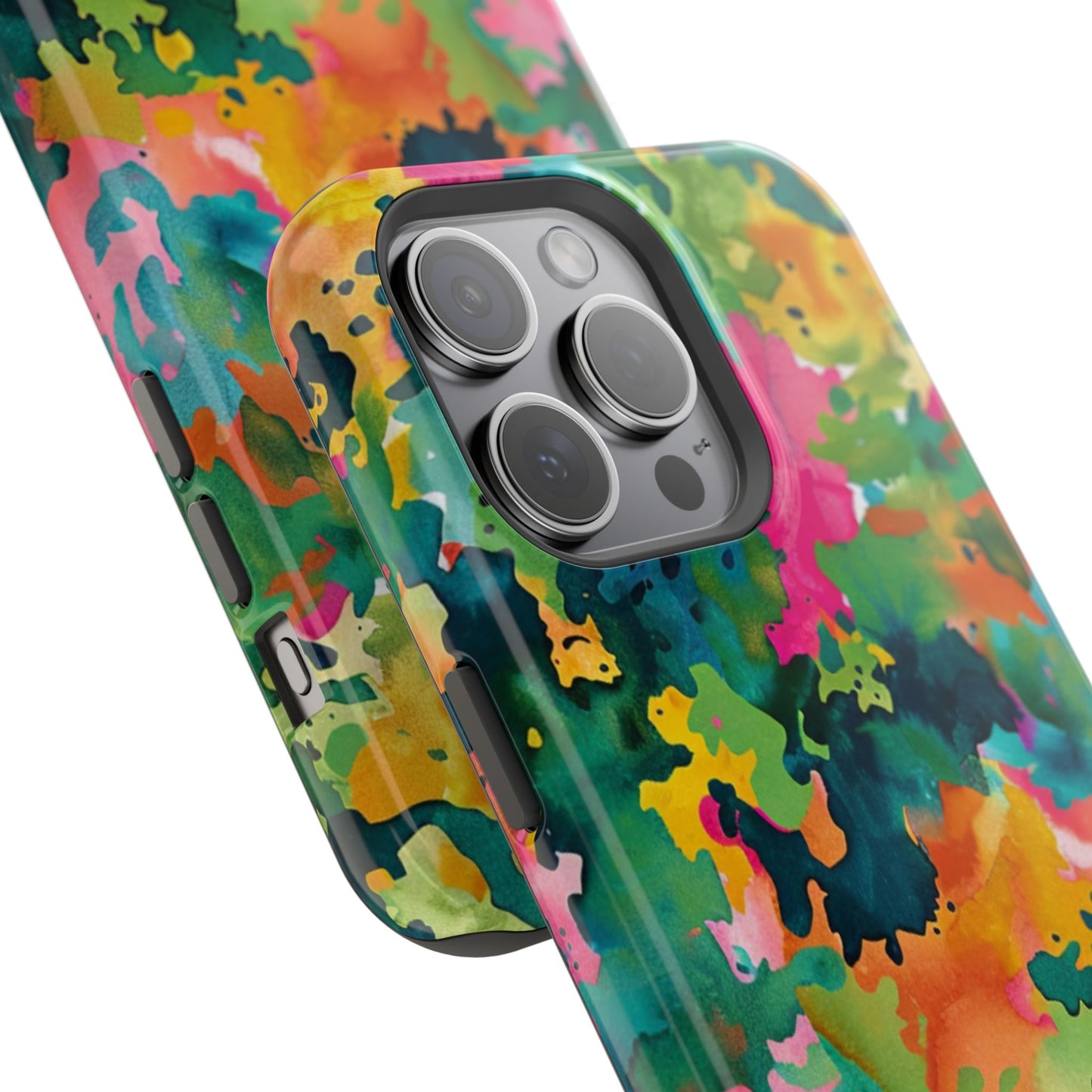 Vibrant Watercolor Splash MagSafe Case – Colorful Abstract Design with MagSafe Compatibility