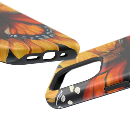 Monarch Butterfly & Sunflower Art – MagSafe iPhone Case