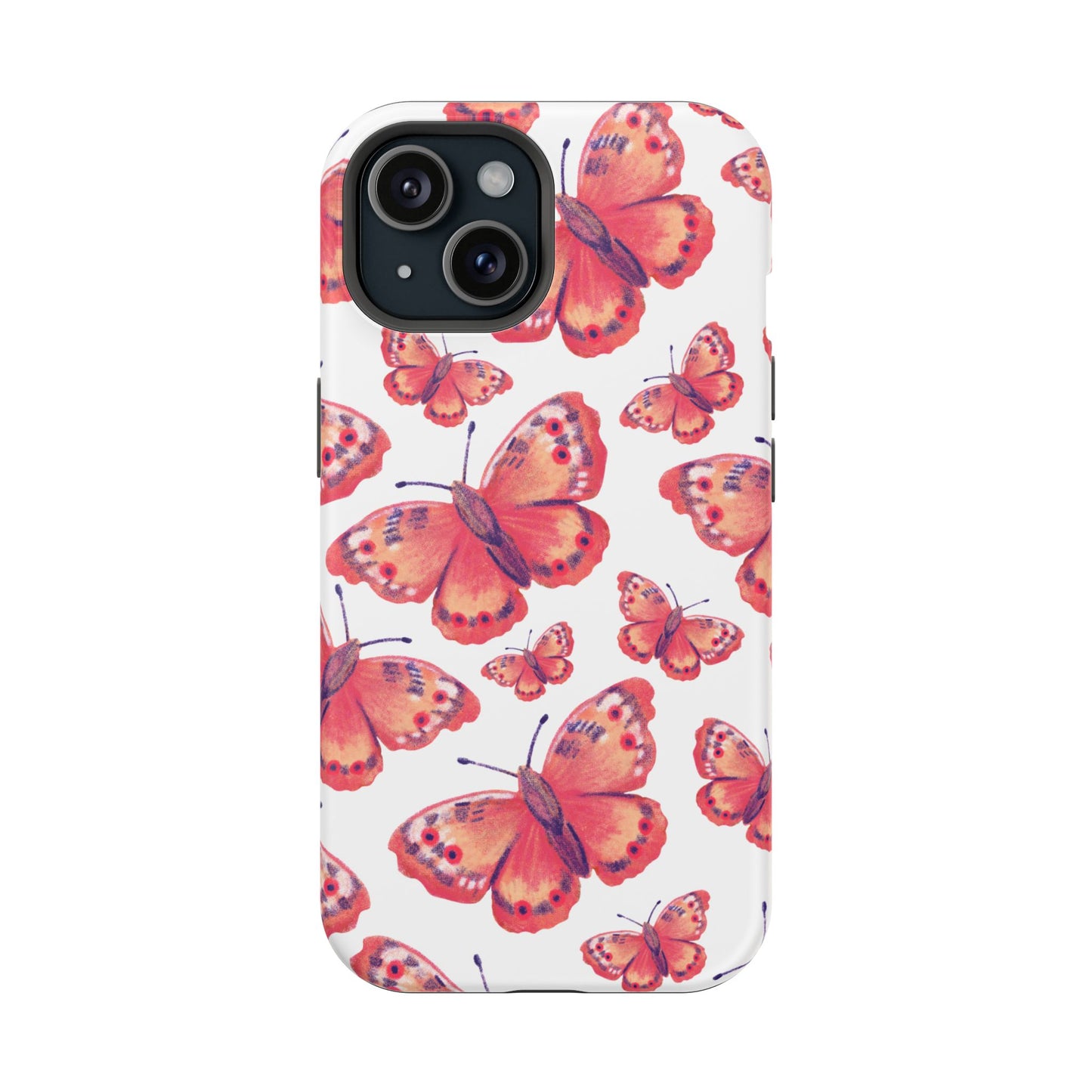 Coral Butterfly MagSafe iPhone Case – Slim, Protective Design with Bold Watercolor Print