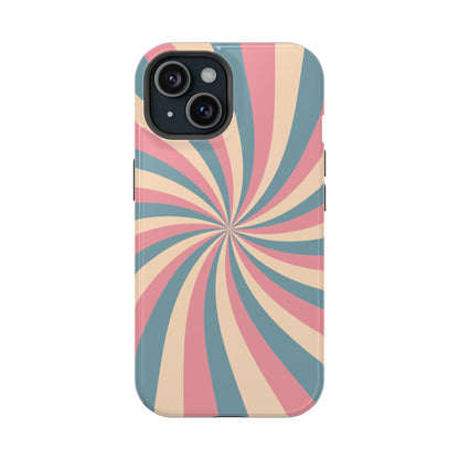 Vintage Pastel Swirl MagSafe iPhone Case – Dual-Layer Protection with 70s-Inspired Design