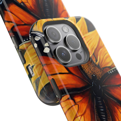 Monarch Butterfly & Sunflower Art – MagSafe iPhone Case