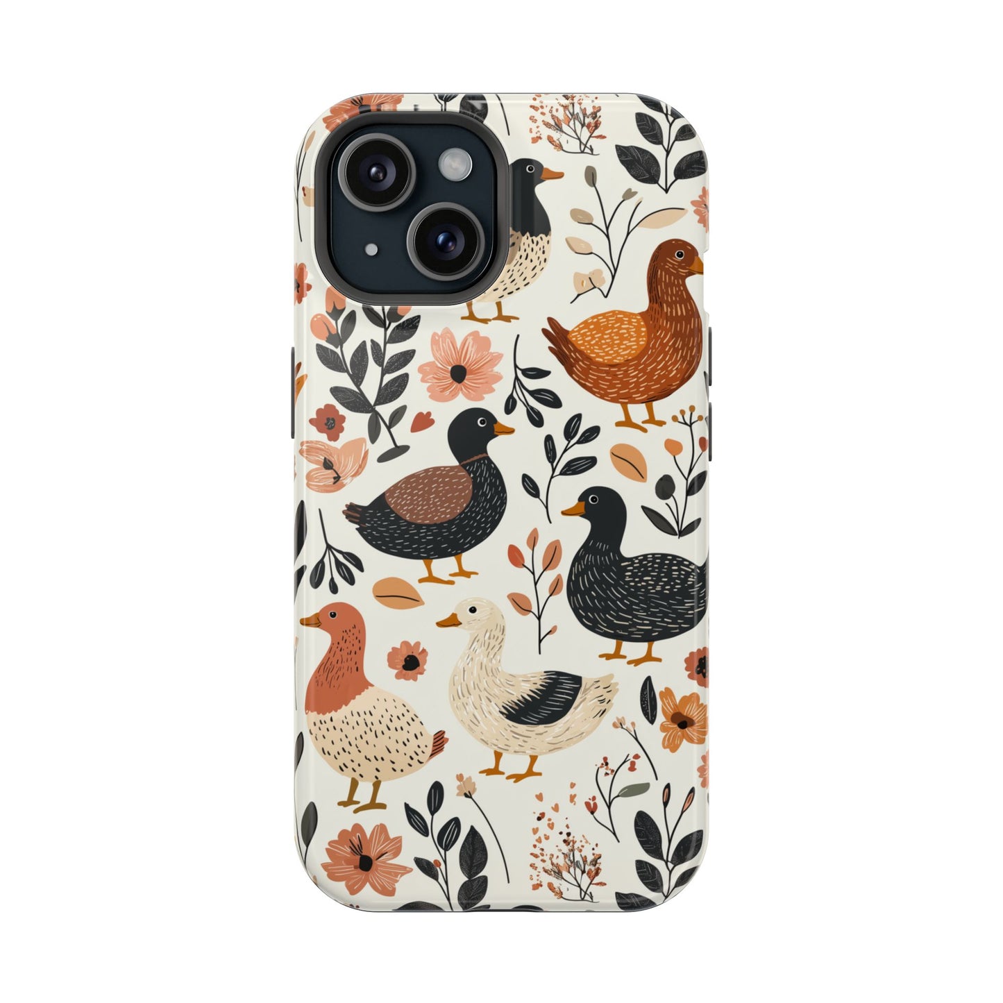 MagSafe iPhone Case: Vintage Duck – Floral & Leaf Design