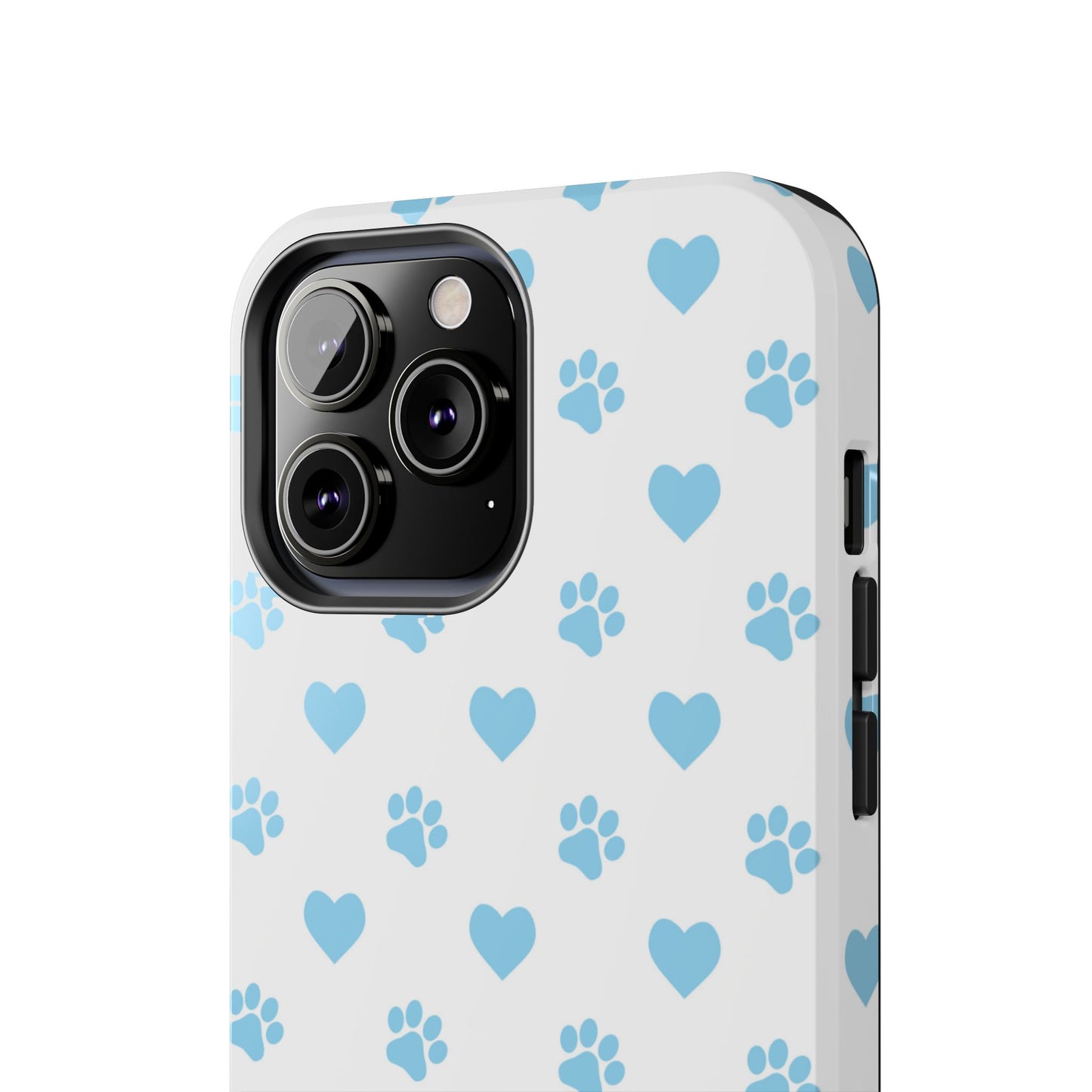 Blue Paw Prints & Hearts – Adorable and Durable iPhone Case for Pet Lovers