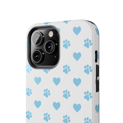 Blue Paw Prints & Hearts – Adorable and Durable iPhone Case for Pet Lovers