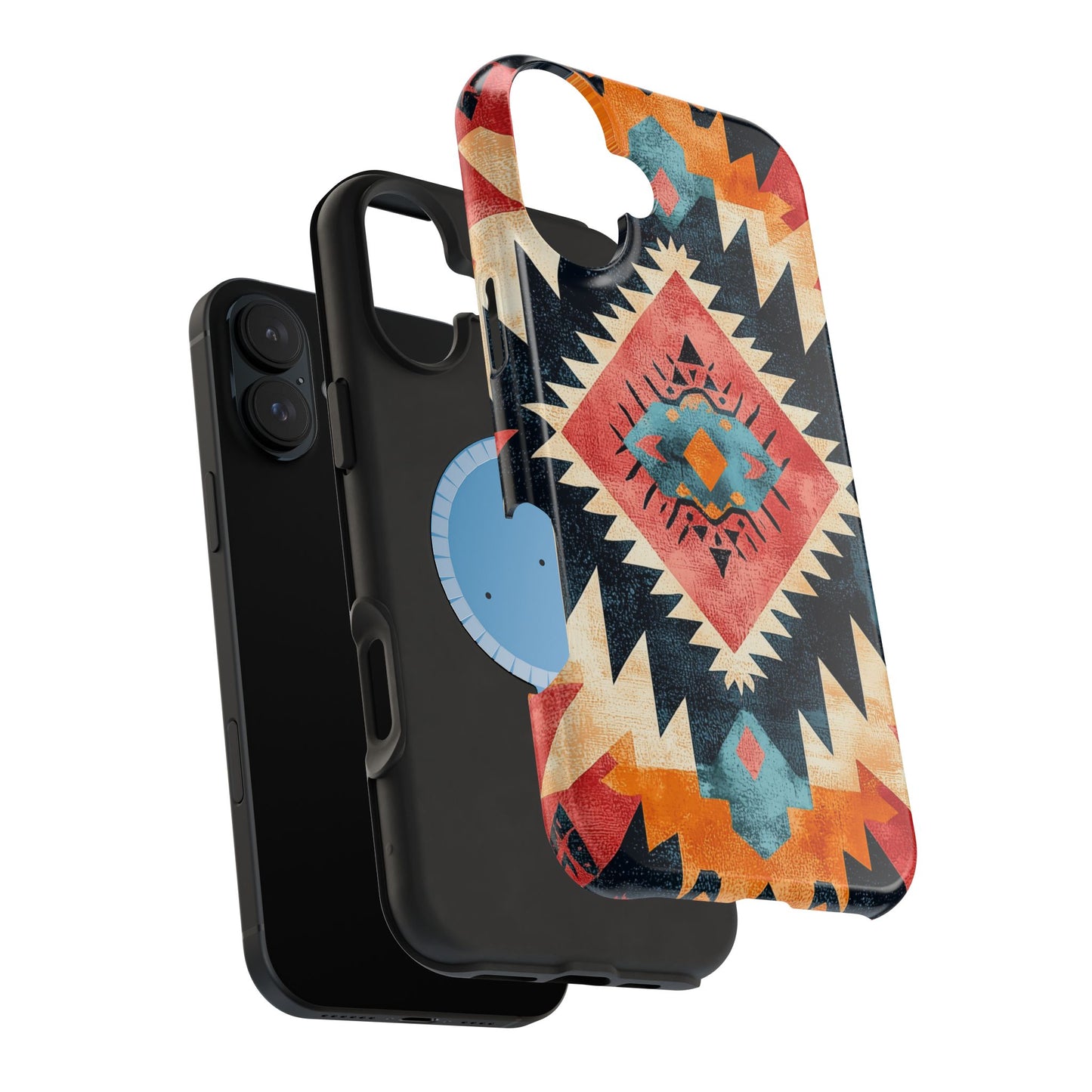 Bold Aztec Pattern Tough MagSafe iPhone Case – Vibrant Geometric Design, Dual-Layer Protection