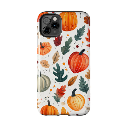 Autumn Harvest iPhone Case - Pumpkin and Fall Leaf Design