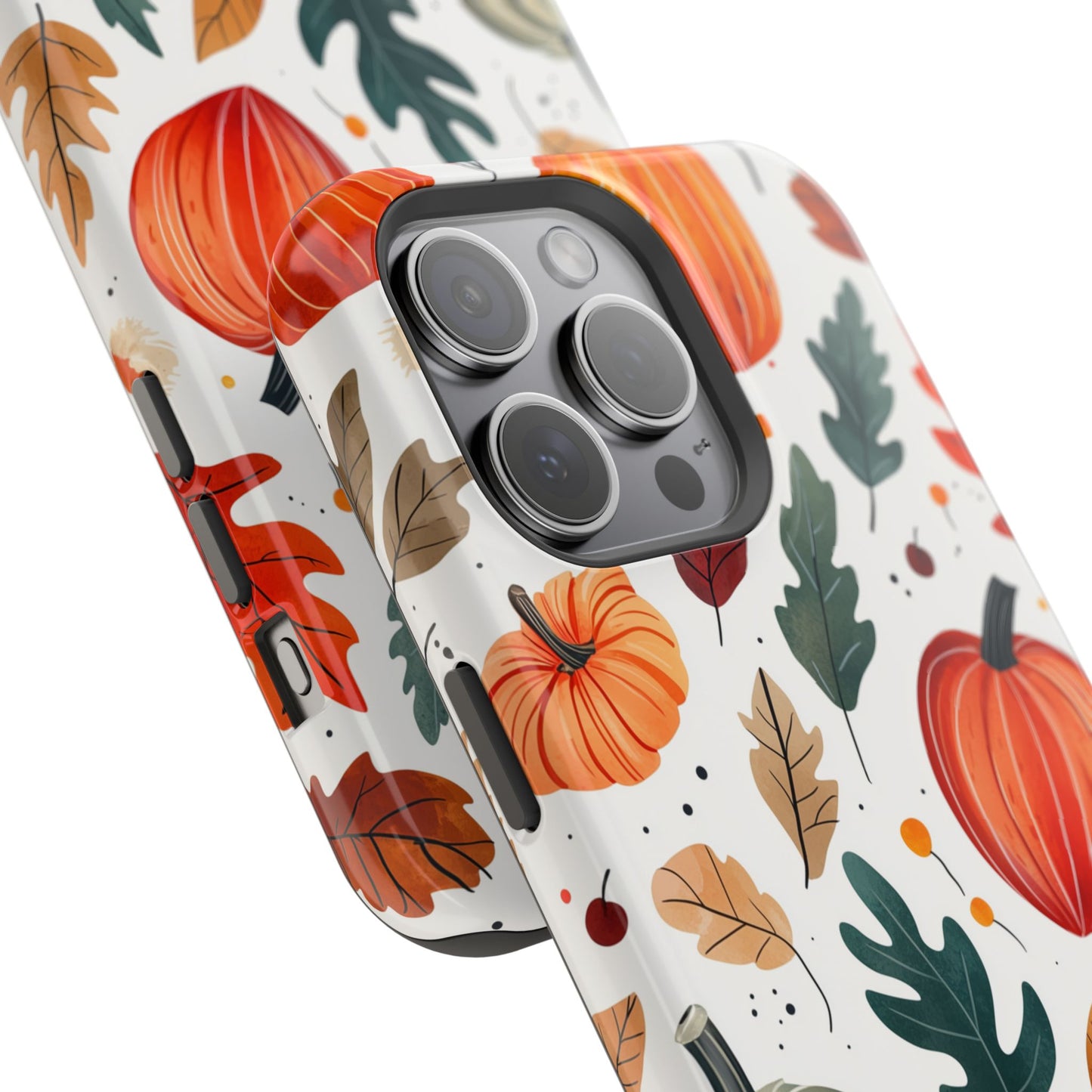 Autumn Harvest MagSafe iPhone Case - Pumpkin and Fall Leaf Design