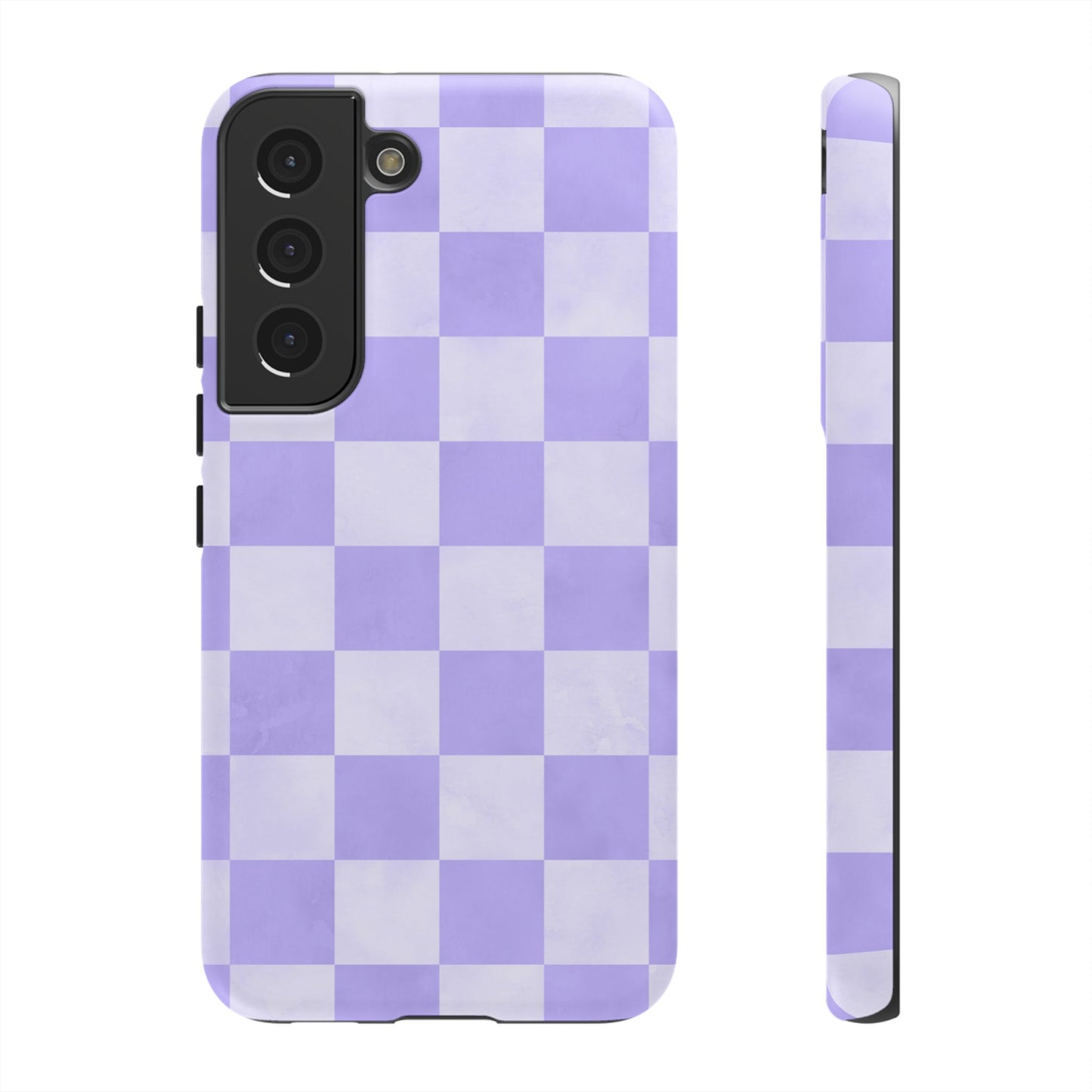 Lavender Checkerboard Samsung Galaxy Case – Shockproof, Smooth Matte Finish, Dual-Layer Design