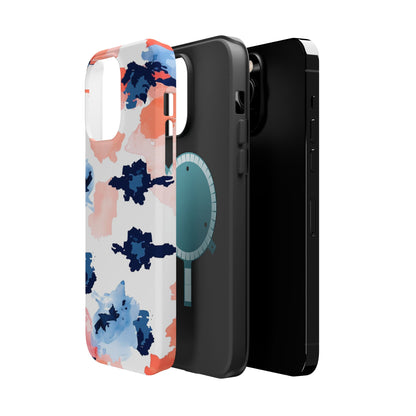 Abstract Coral & Navy Watercolor Design – MagSafe iPhone Case