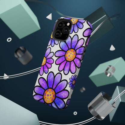 Purple Daisy Delight MagSafe iPhone Case – Slim Profile, Glossy Finish