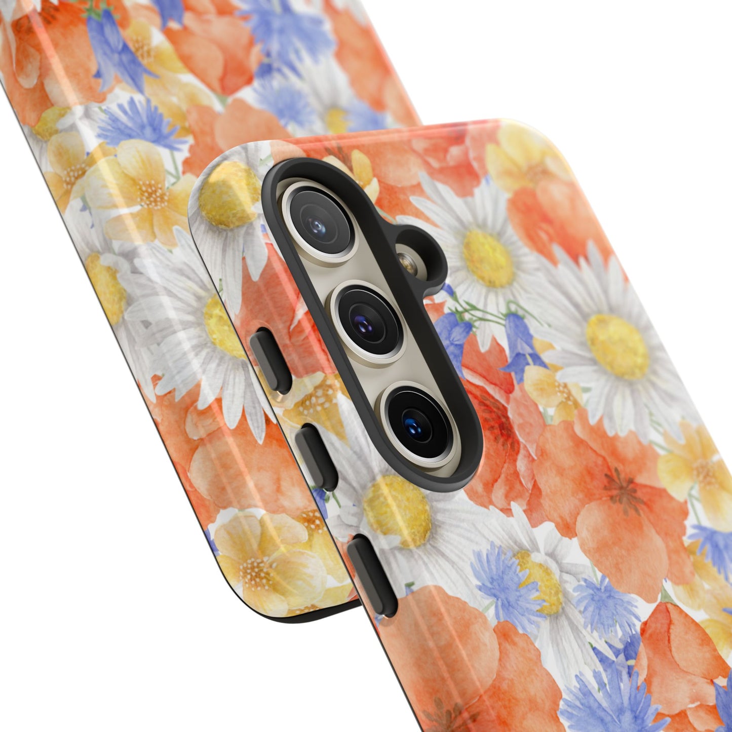 Watercolor Wildflower Pattern Samsung Galaxy Case – Durable Matte Finish with Daisy, Poppy & Cornflower Design