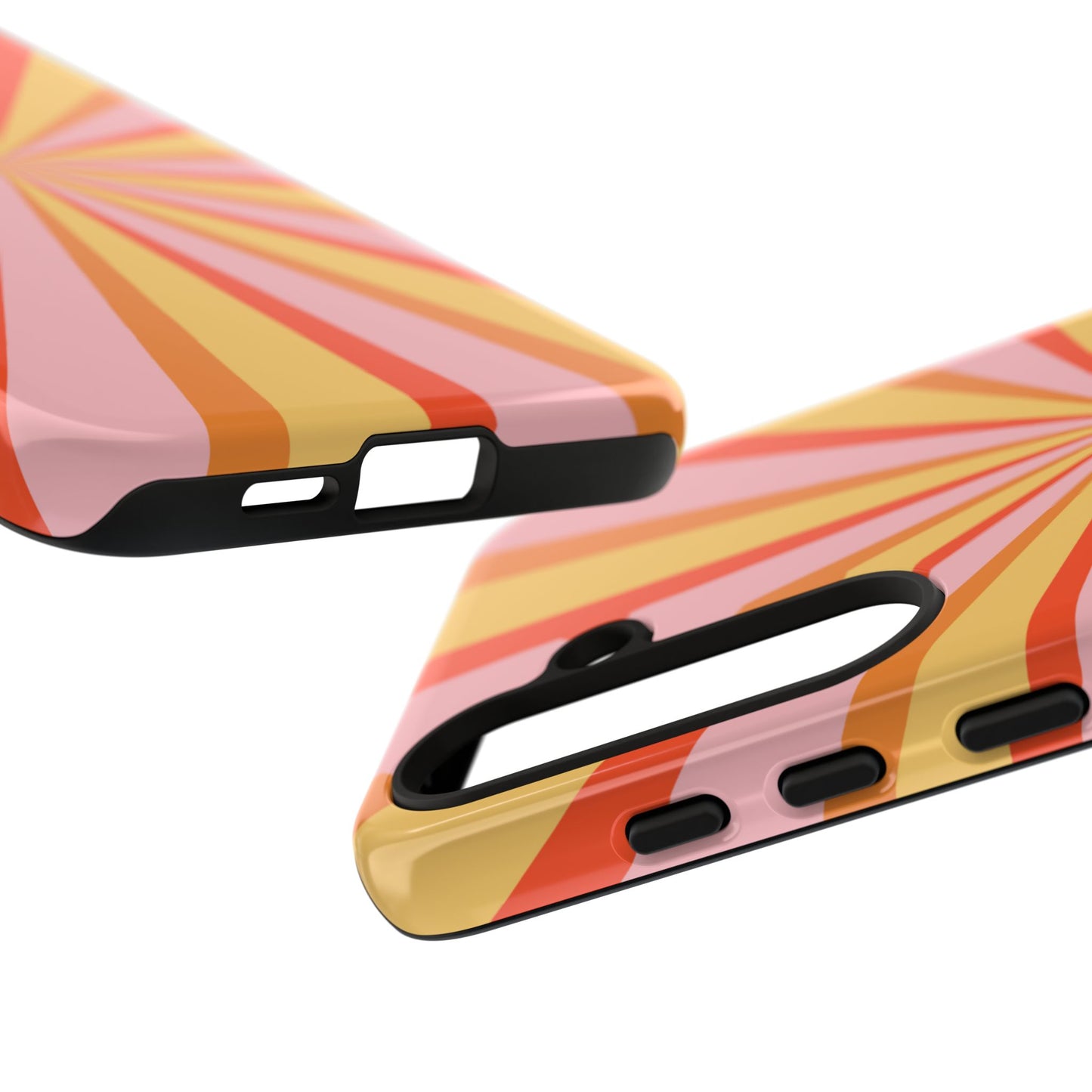 Bold Retro Sunburst Samsung Galaxy Case – Vibrant 70s-Inspired Rays in Orange, Pink, and Yellow