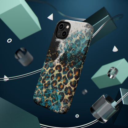 Turquoise Paisley Cowhide Leopard - MagSafe iPhone Series Case