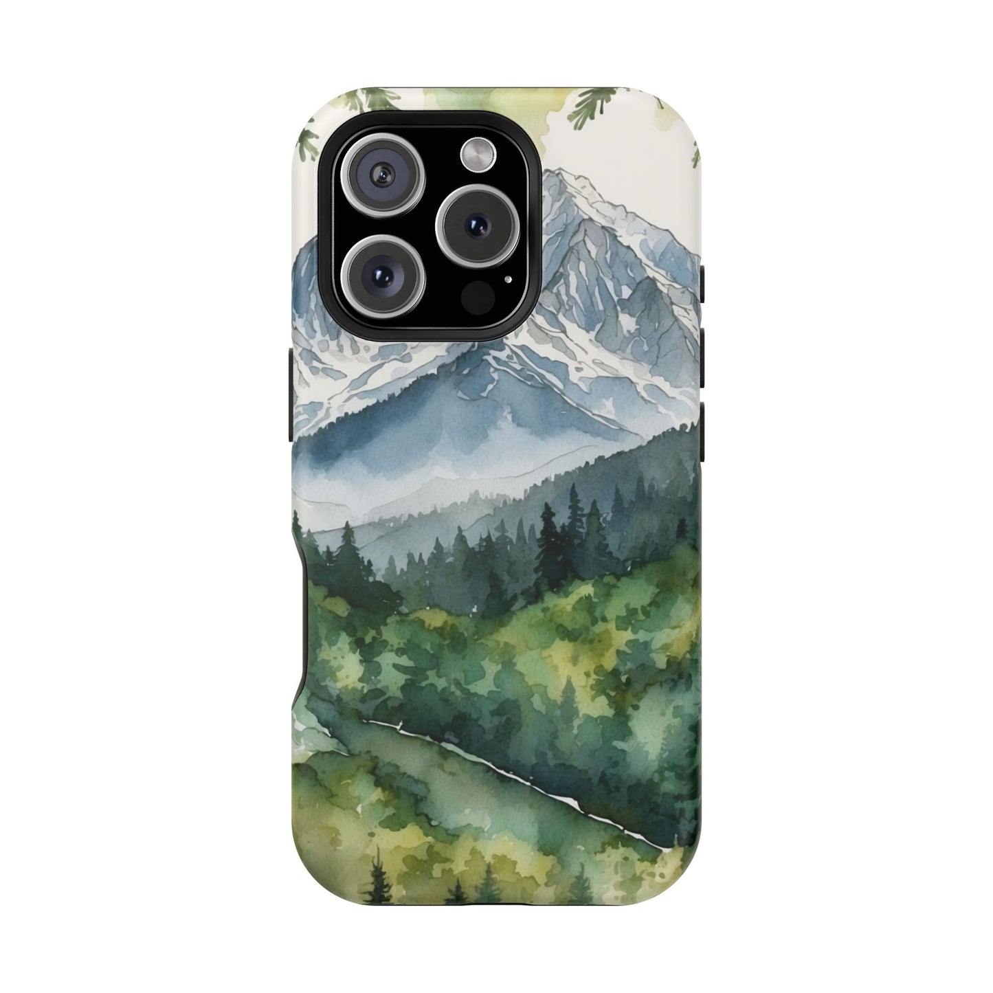 Watercolor Alpine Mountainscape - MagSafe iPhone Case