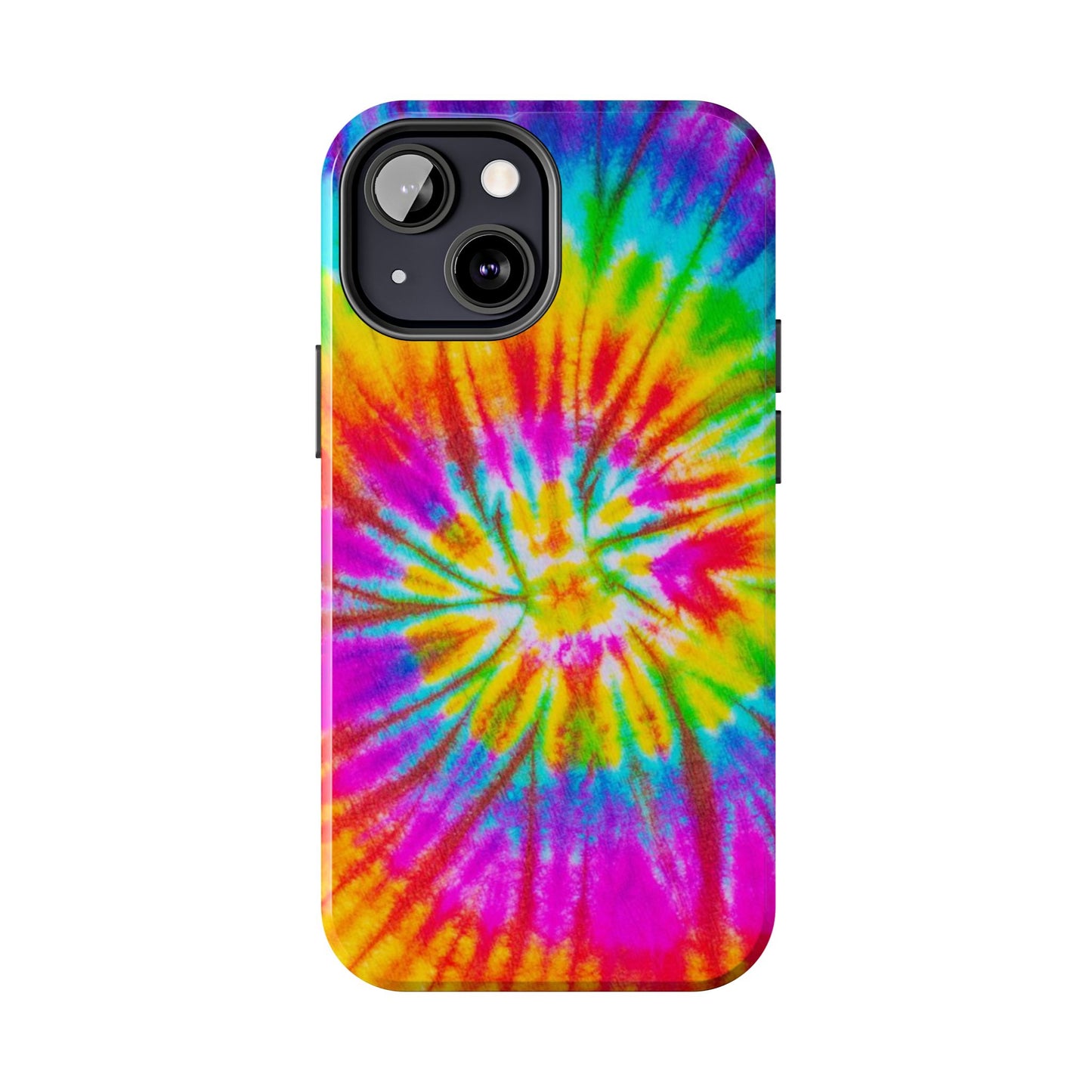 Rainbow Spiral Tie-Dye iPhone Case – Bright & Retro Design